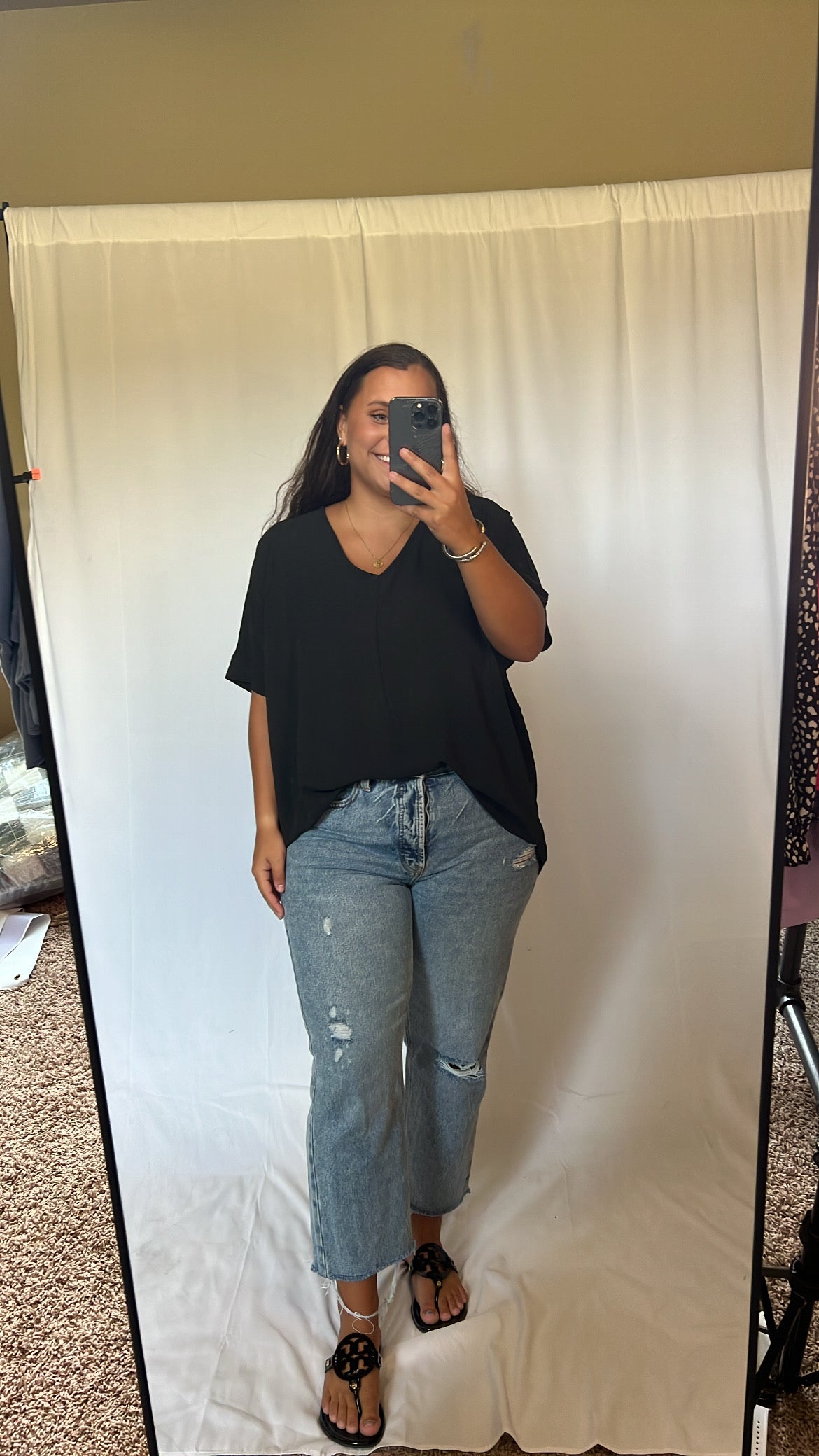 Black Airflow Dolman Top
