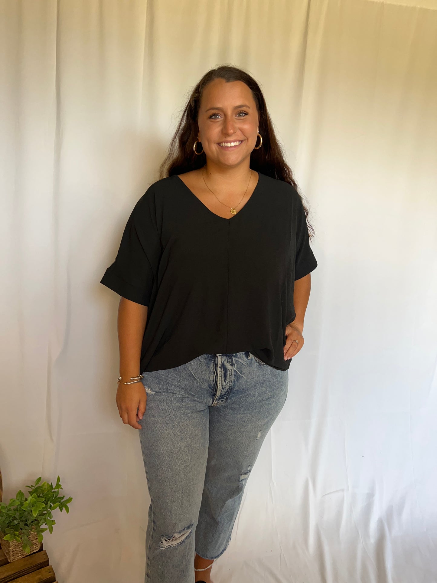 Black Airflow Dolman Top