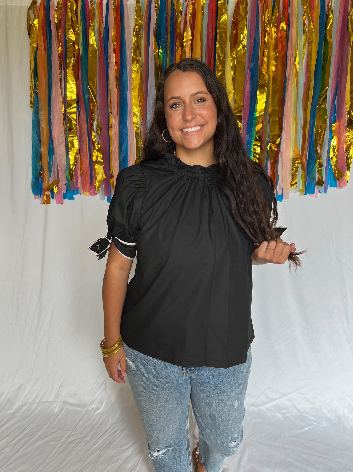 Yours Truly Bow Tie Blouse