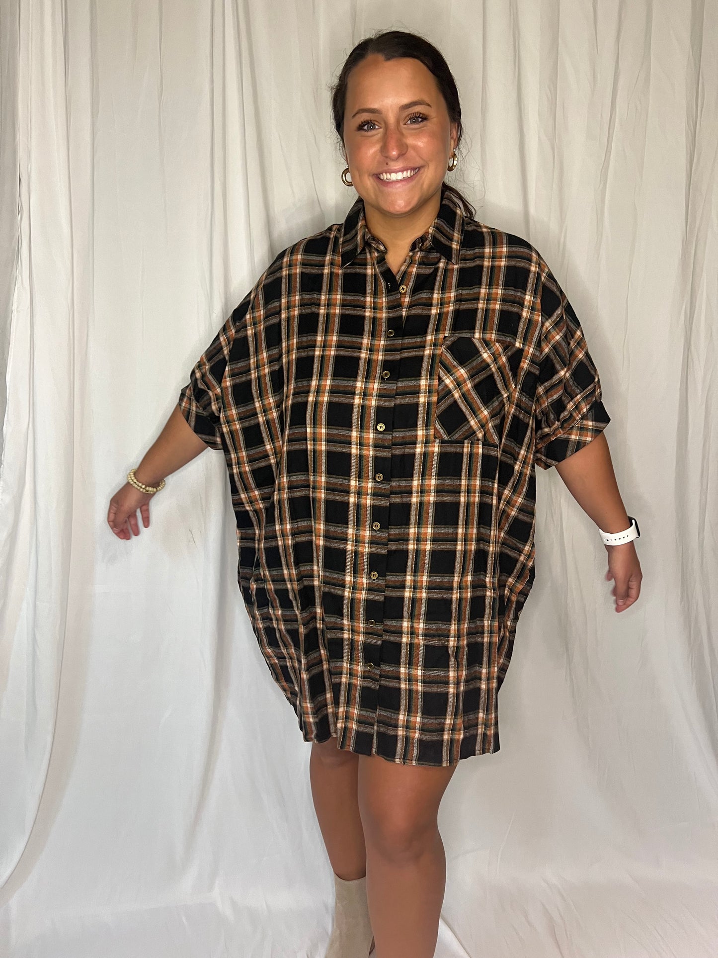 Fallin' For You Flannel Dress