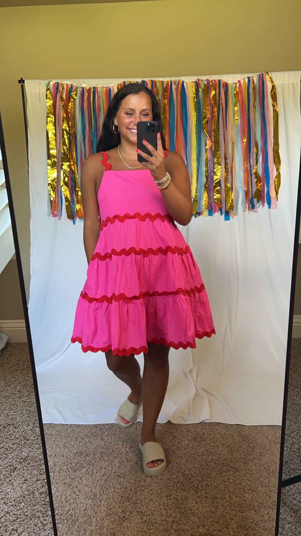 All Mine Hot Pink Ric-Rac Dress