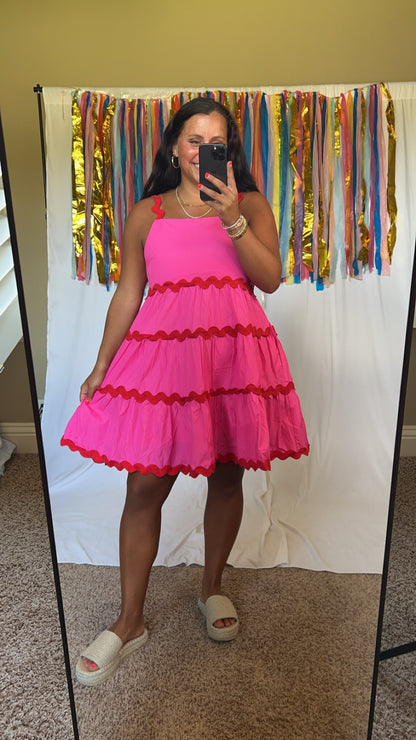 All Mine Hot Pink Ric-Rac Dress