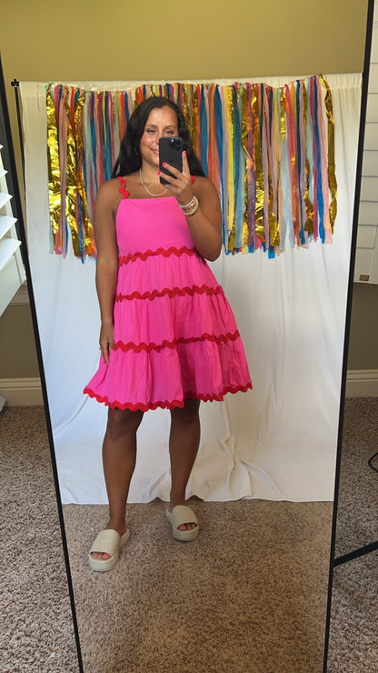 All Mine Hot Pink Ric-Rac Dress