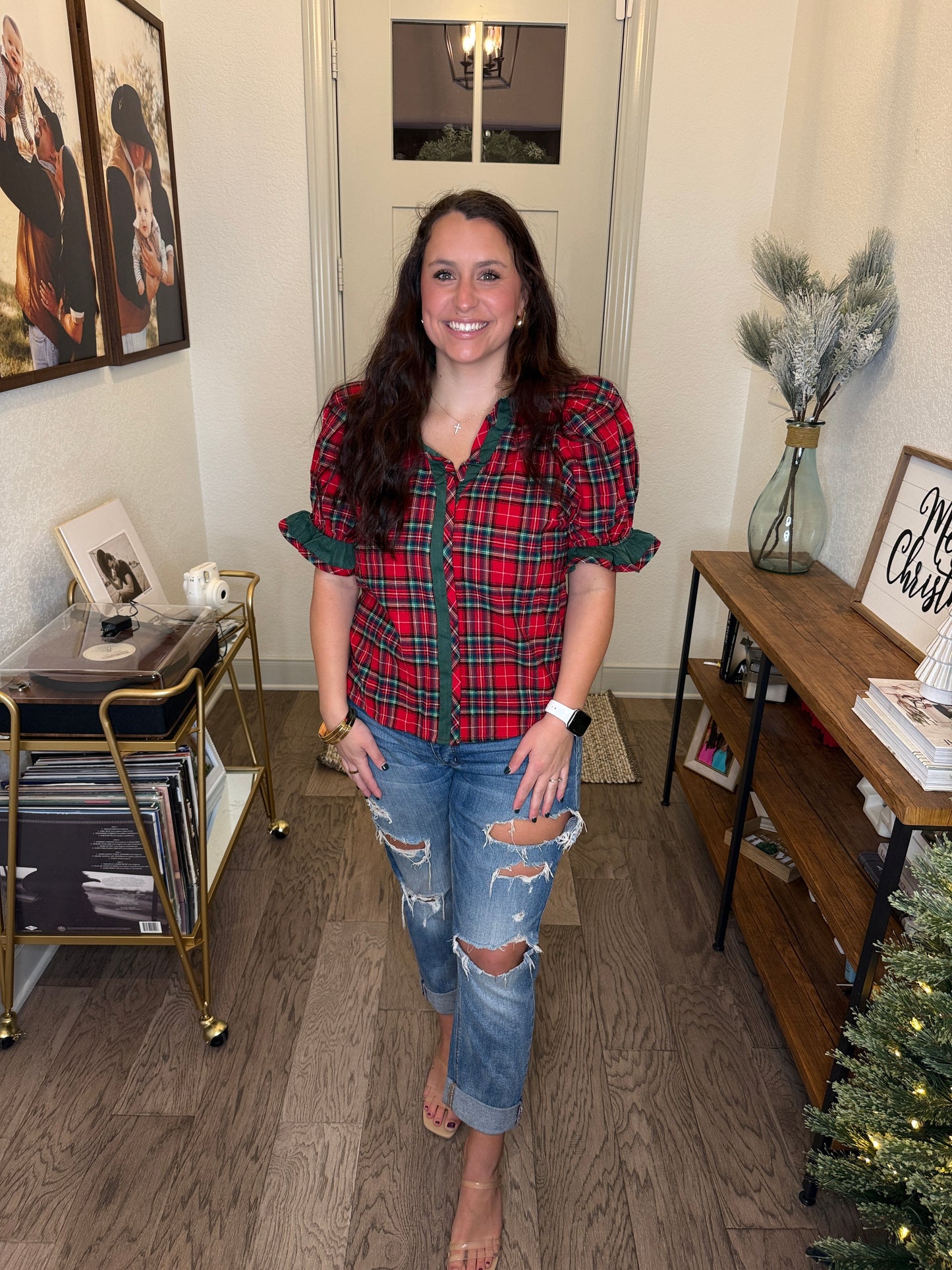 Mistletoe Plaid Top