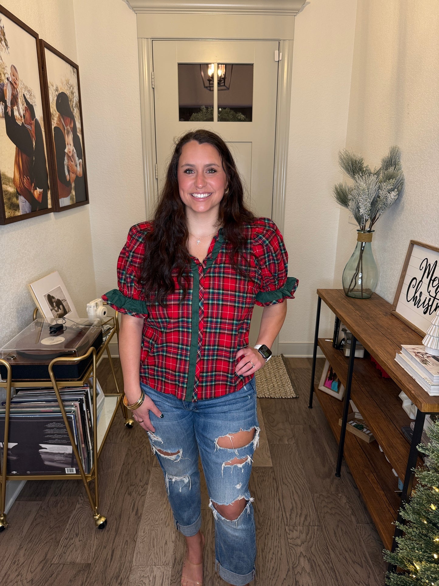 Mistletoe Plaid Top