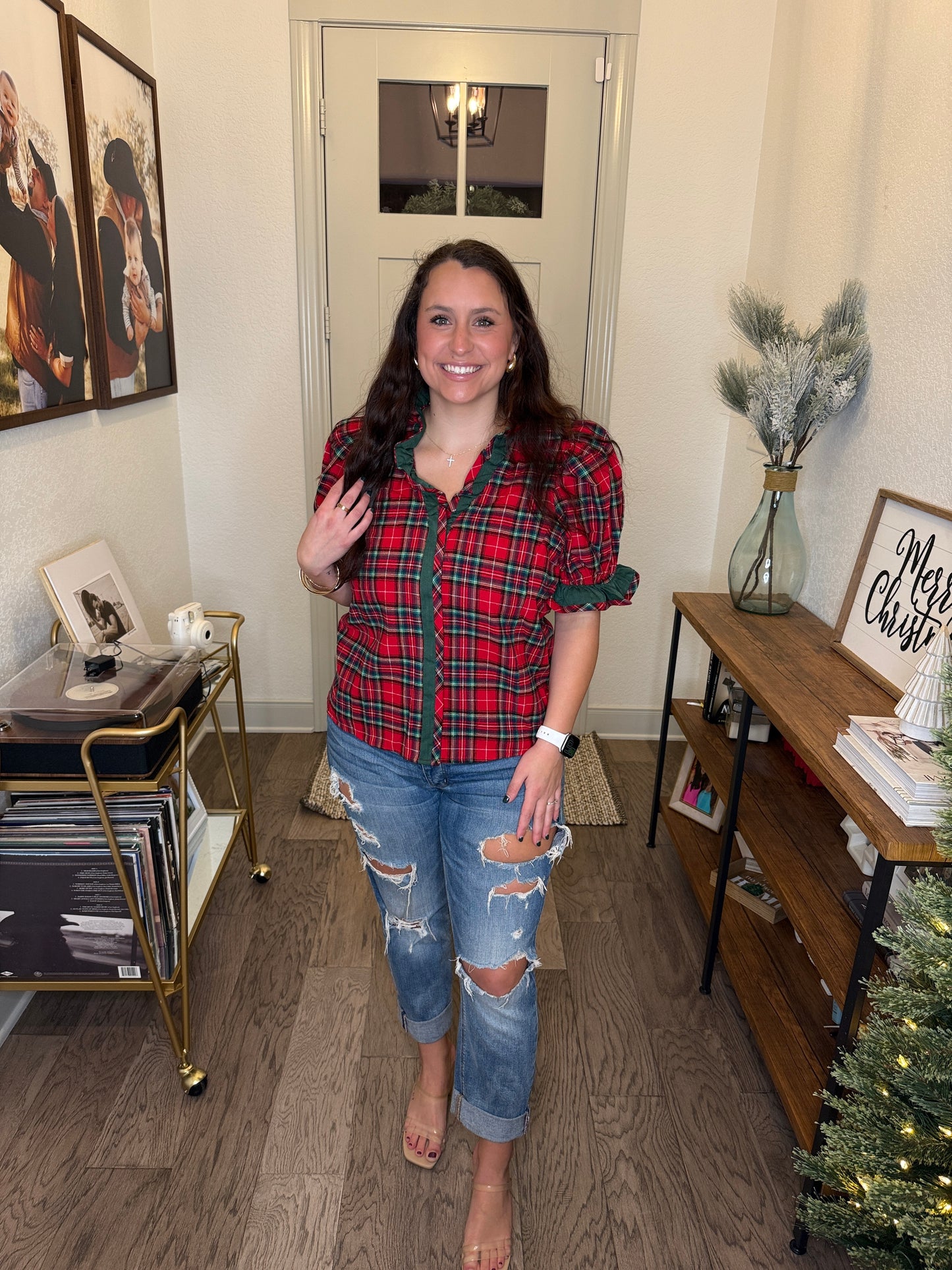 Mistletoe Plaid Top