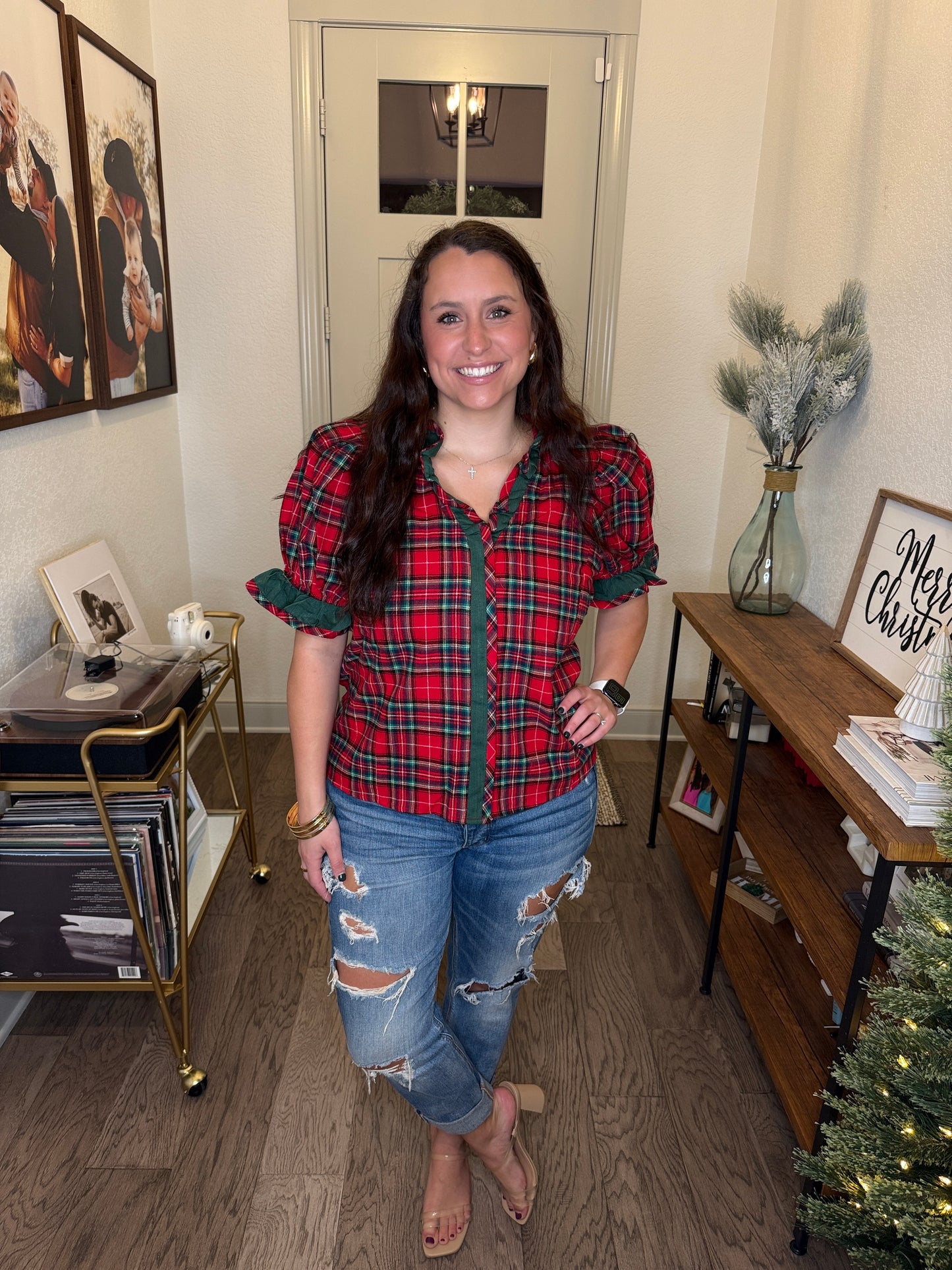 Mistletoe Plaid Top