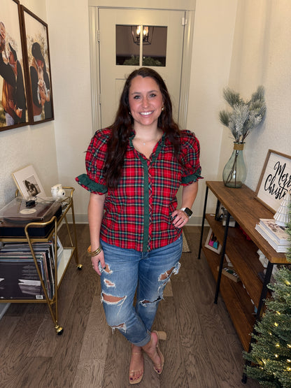 Mistletoe Plaid Top