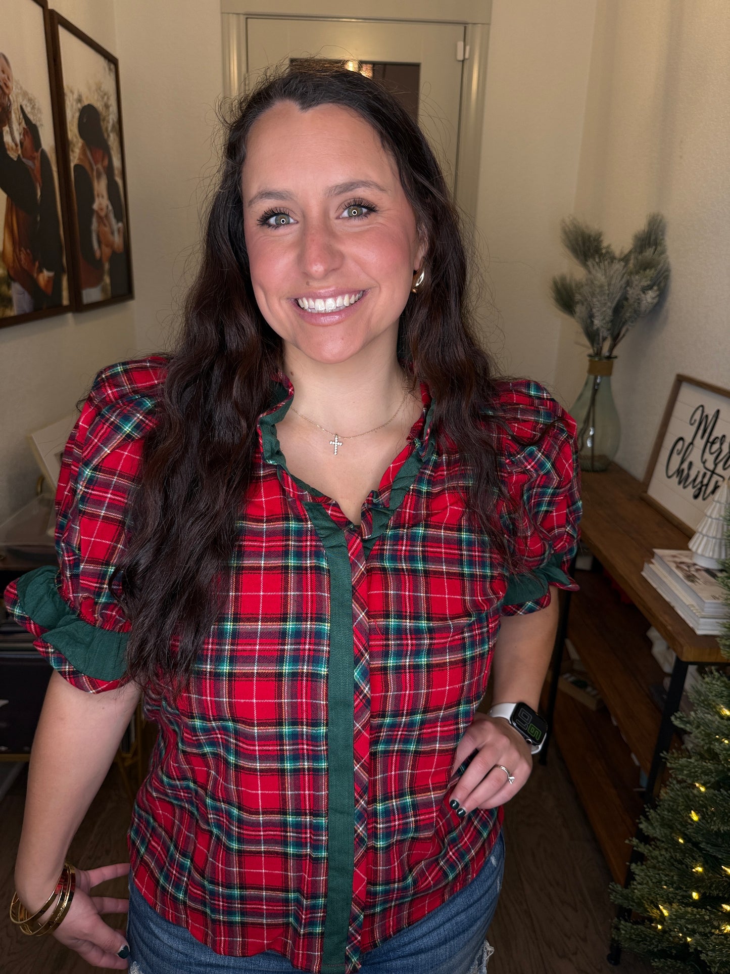 Mistletoe Plaid Top