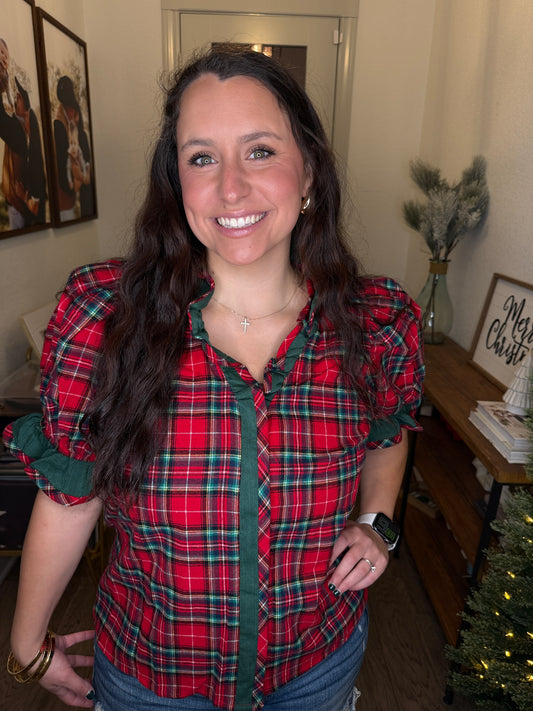 Mistletoe Plaid Top