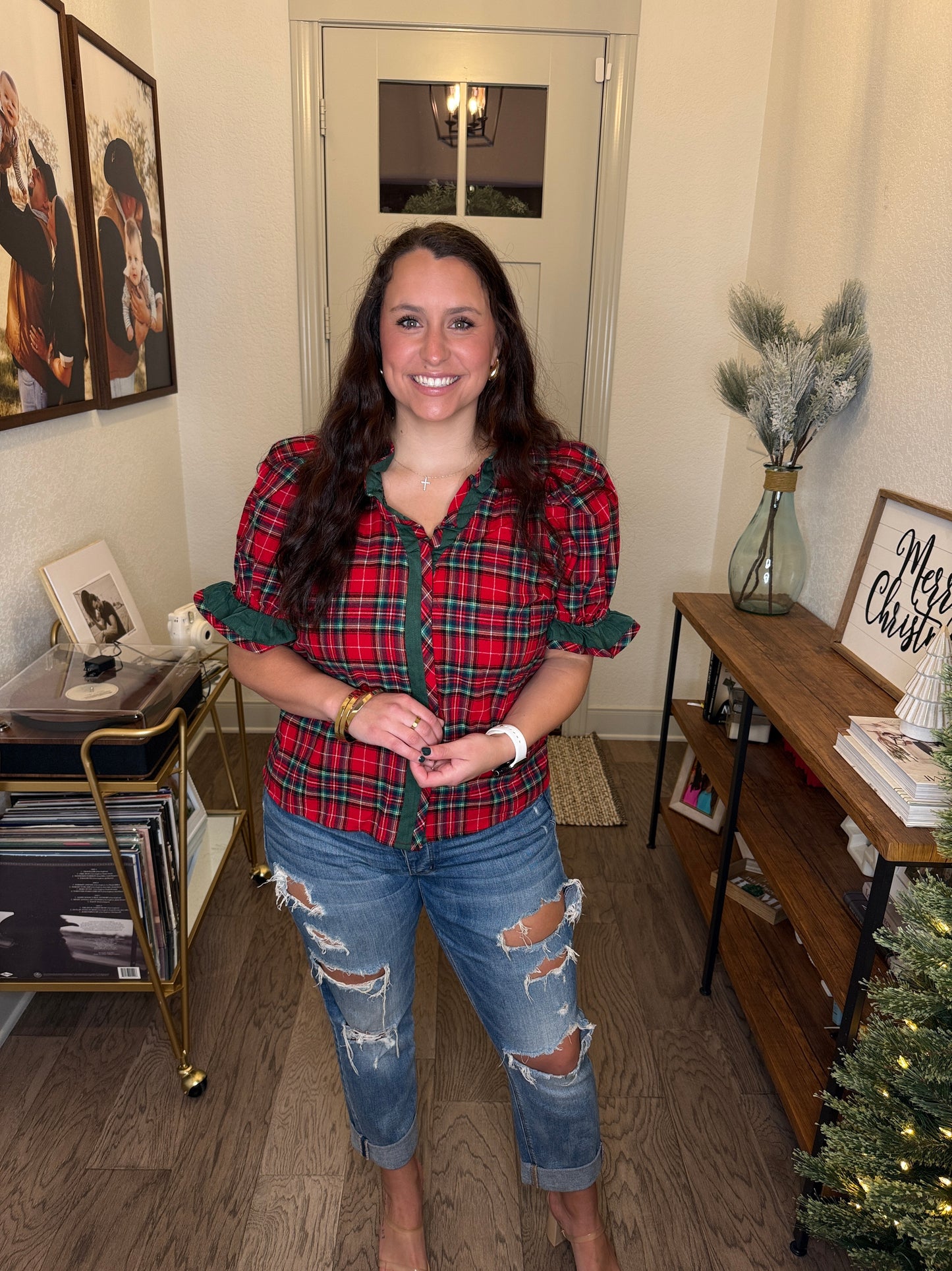 Mistletoe Plaid Top